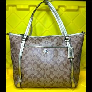 Coach Signature Women's Khaki Leather/Pvc Tote